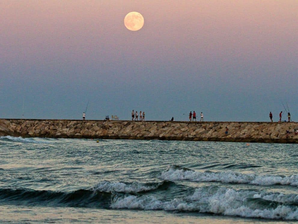 2_The supermoon rises over the Mediterranean sea at Cabopino beach in southern Spain, August 10, 2014