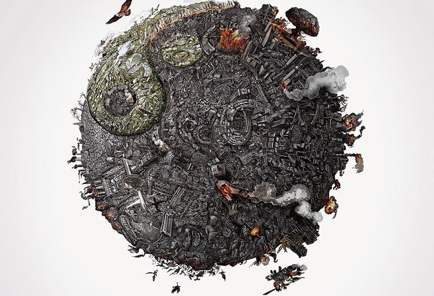 Incredibly Detailed Drawings Show the Ugly Truth of What We’ve Done to Mother Earth