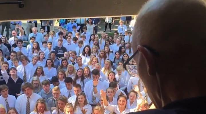 This Whole School Showed Up At Their Teacher’s House After Learning He Had Cancer