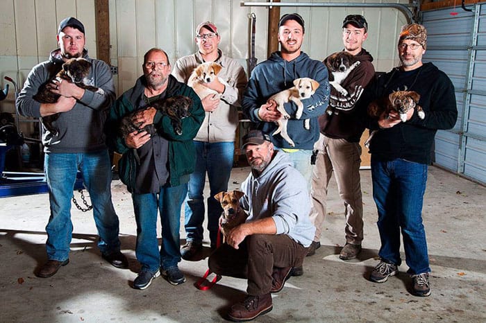 Men At Bachelor Party Find Stray Dog And Her Newborn Puppies, Adopt Them All