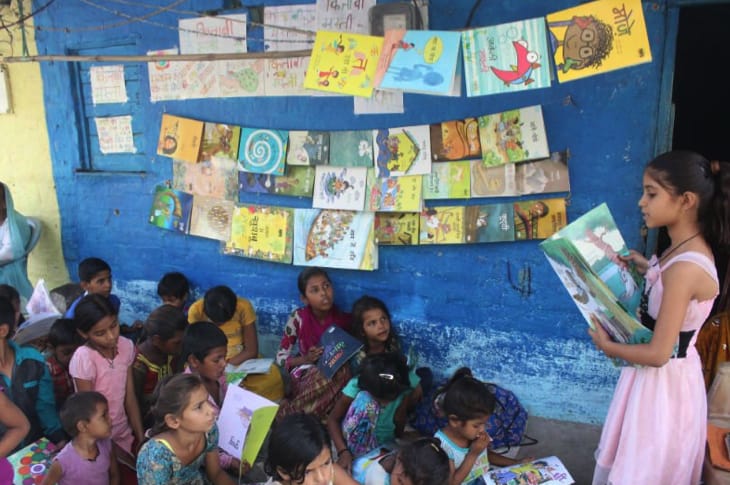 This 9-Year-Old Girl Opened A Free Street Library In India For Illiterate Children
