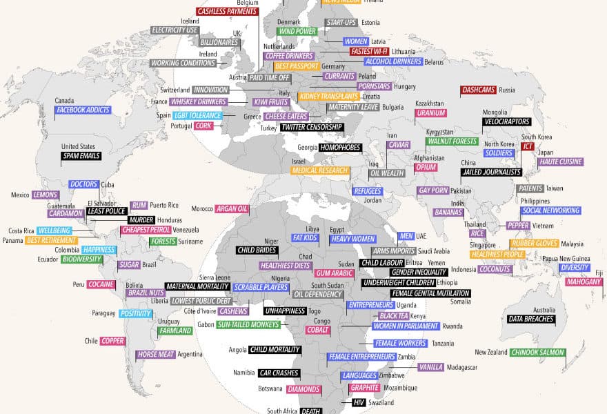 Informative Map Reveals What Countries Around The World Are Best At