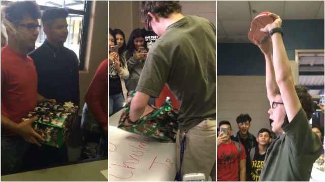 Students Gift Shoes To Classmate Whose Sneakers Were 3 Sizes Too Small [Watch]
