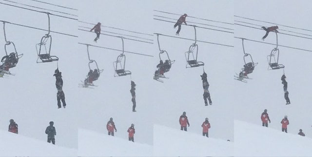 Daring Tightrope Walker Braves Ski Wire To Rescue Dangling Man [Watch]