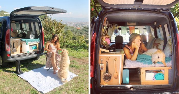 Woman Renovates Old Van To Travel The World With Her Rescue Dog