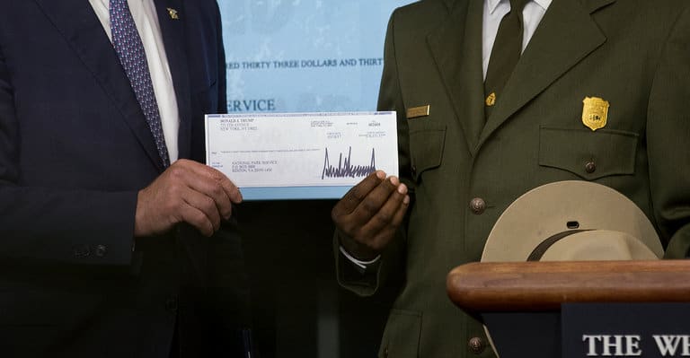President Trump Donates First Quarter Salary To National Park Service