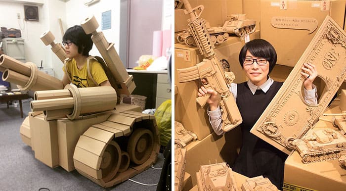 Japanese Artist Uses Her Talents To Create Mind-Blowing Sculptures From Cardboard