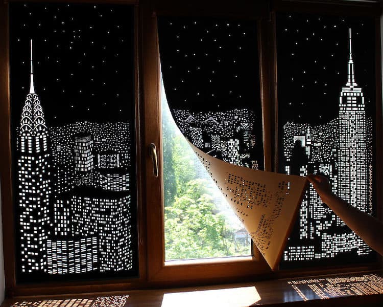 Innovative Curtains Transform Windows Into Penthouse Views Of A City At Night