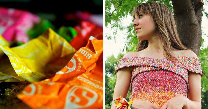 She Spent 4 Years And Used 10,000+ Starburst Wrappers To Create This Dress