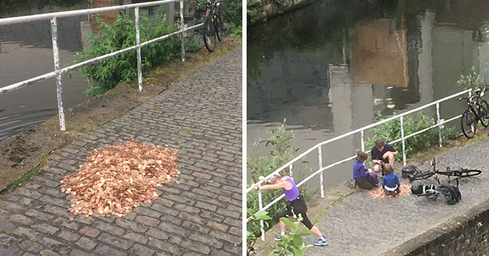 Artist Left 15,000 Pennies On The Ground For A Social Experiment. Watch What Happens…