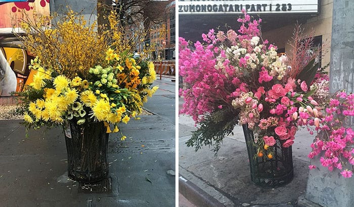 NYC Trash Cans Are Being Transformed Into Art To Give Flowers A ‘Second Life’