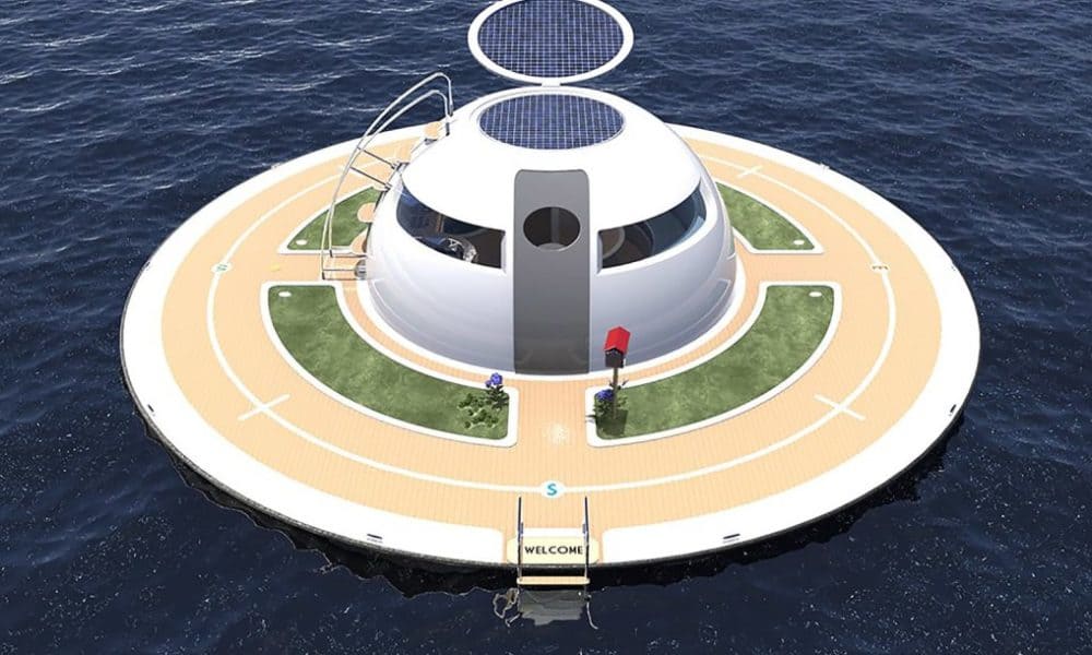 This Floating Off-Grid UFO Home Is Fully Powered By Wind, Water, And Sun