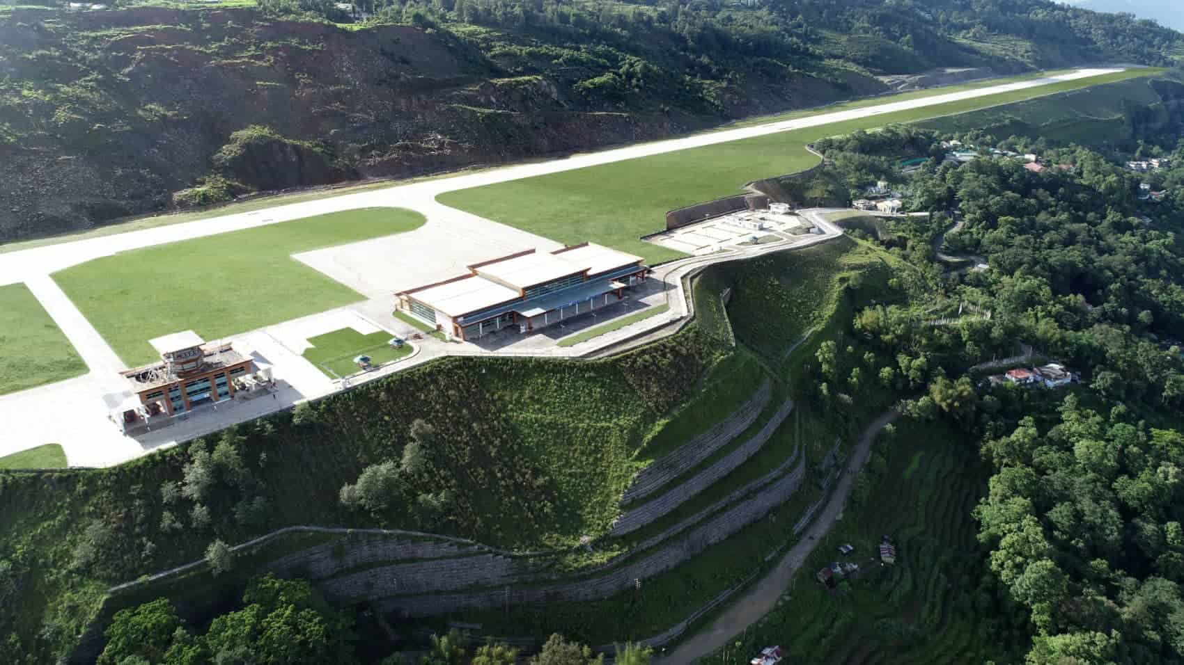 India’s Paykyong Airport, Carved Onto The Himalayan Mountainside Is Now Open And Its View Is Breathtaking.