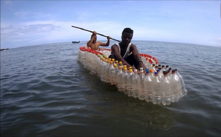 Innovative Man From Cameroon Has Built Boats For His Community By Upcycling Used Plastic Bottles They Can Find And The Turnout Is Genius!