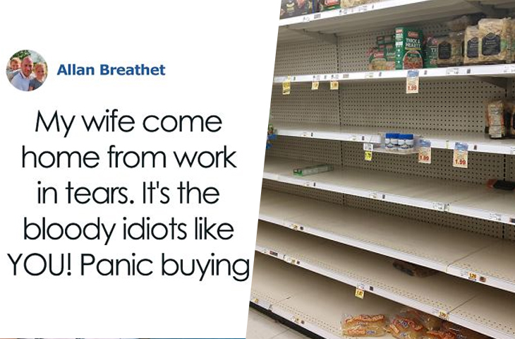 Husband Of Tesco Retail Worker Really Gives Panic Buyers A Piece Of His Mind After Wife Comes Home Crying