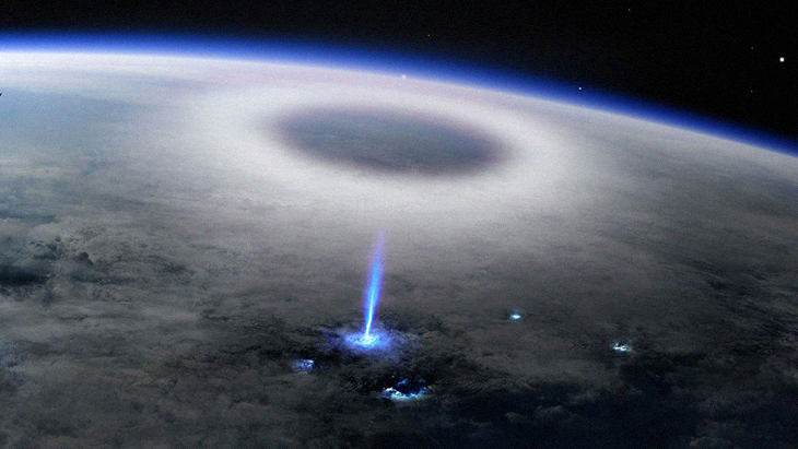 International Space Station Captures Remarkable “Blue Jet” Lightning Shooting From An Electrical Storm