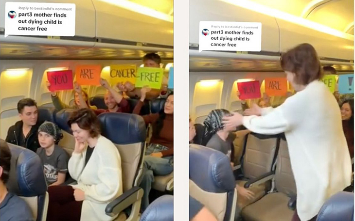 Pilot Makes Special Announcement For Young Patient On Flight, Revealing He’s Now Cancer Free